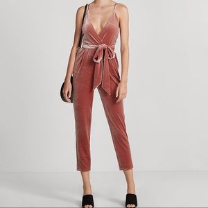 Express Pink Velvet Jumpsuit